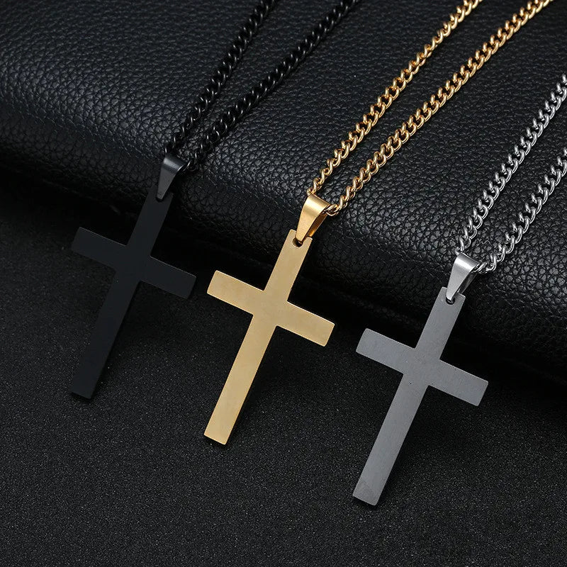 Fashion Cross Pendant Necklace Women Men Stainless Steel Link Chain Charm Necklace Cool Boys Girls Punk Hip Hop Jewelry Gift