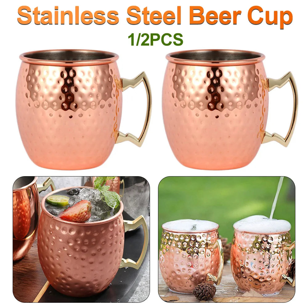 Moscow Mule Copper Mugs Metal Beer Cup Stainless Steel Copper Goblet Cocktai Wine Coffee Cup Champagne Party Bar Drinkware Tools