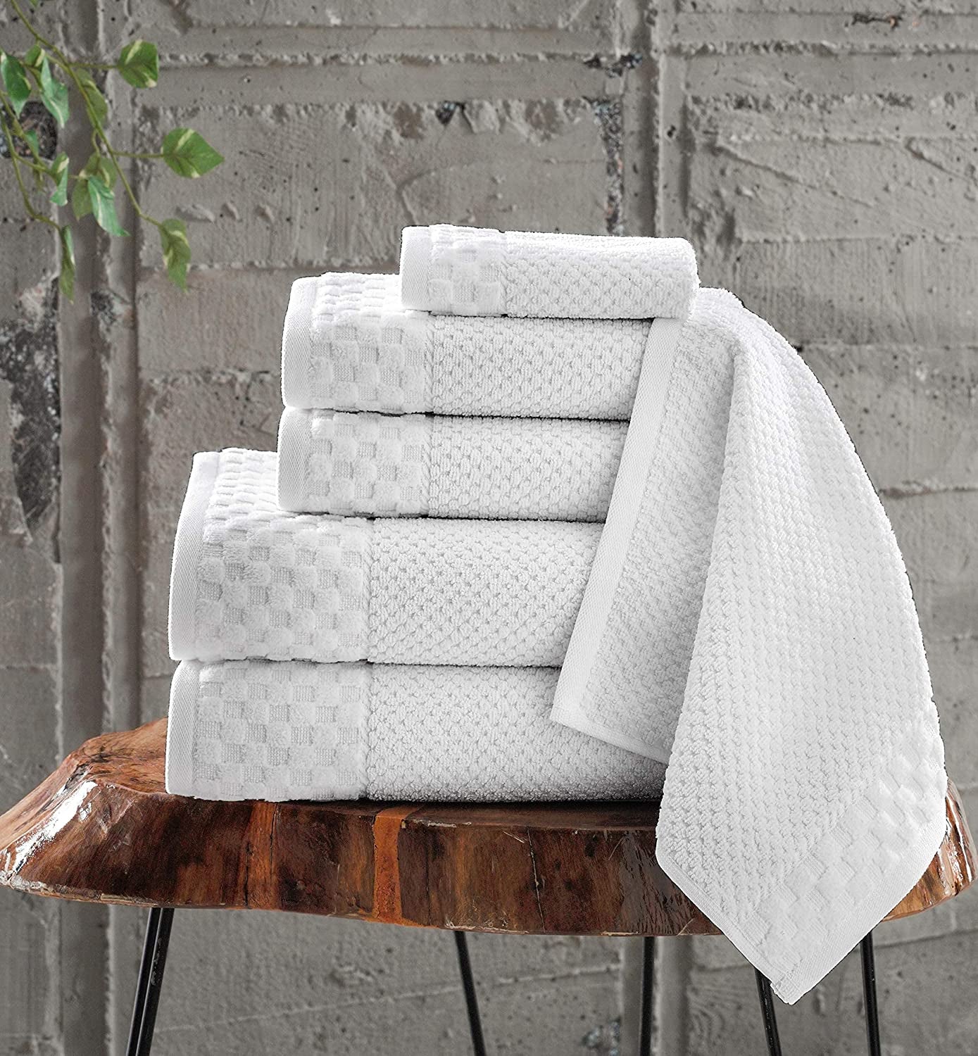 CTT Set of 6-100% Turkish Cotton, Absorbent & Comfy, Includes 2 Bath Towel 2 Hand Towel & 2 Washcloth | (White)