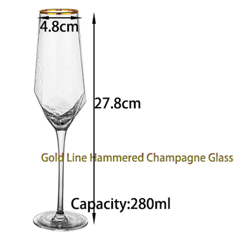 Gold, Hammered, Champagne Glasses, Wine Glasses, Goblet-Champagne Glass