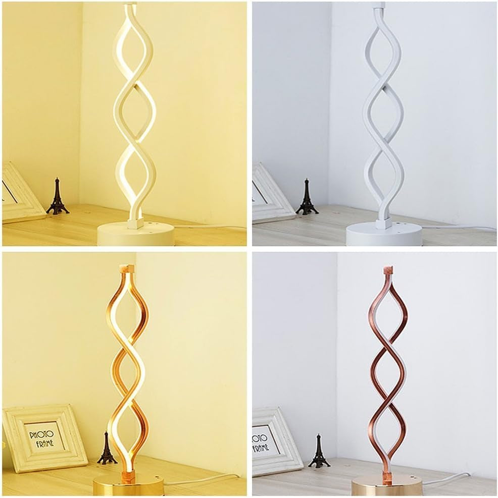 Twist Wave LED Table Lamp - 12W Warm White Modern Decor Light with Standing 17.72 Inches Tall on 4.92 Inches round Base - Brightness Dimmable Switch - White