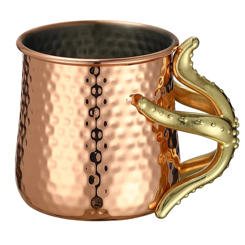 Hammered Copper Plated Stainless Steel Moscow Mule Copper Mug Drum-Type Beer Cup Water Glass Drinkware