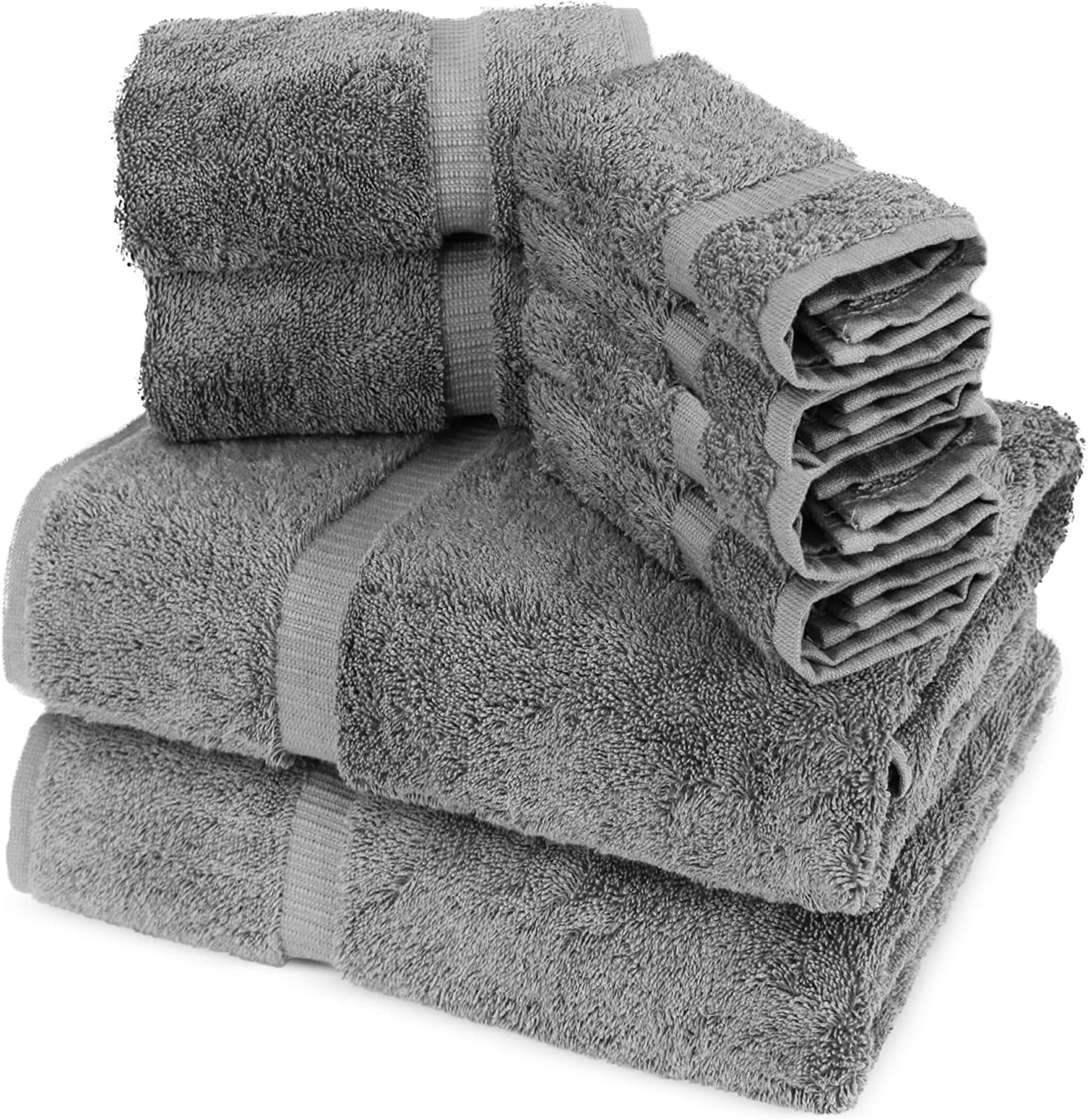 Premium Turkish Cotton Super Soft and Absorbent Towels (8-Piece Towel Set, Gray)