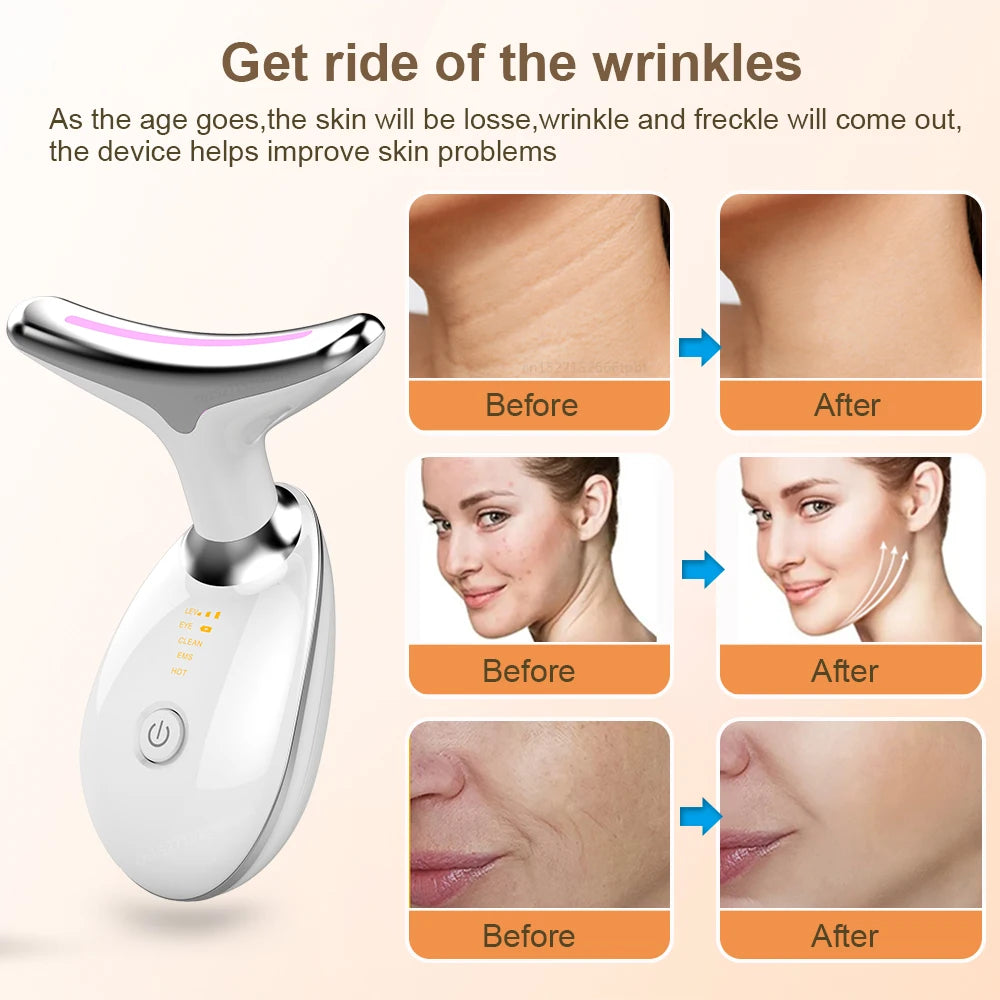 Face Massager EMS Photon Therapy Face Neck Lifting Beauty Tighten Device Thin Double Chin Remove Neck Lines Facial Massager