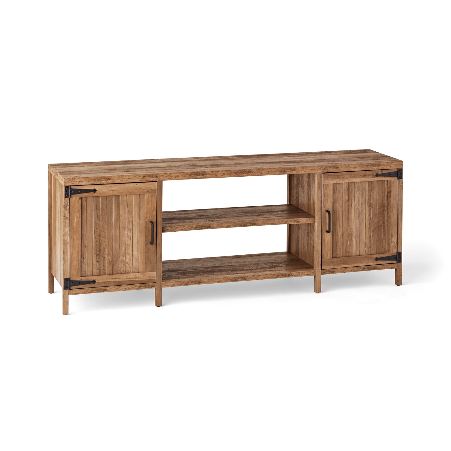 Farmhouse TV Stand for Tvs up to 70", Rustic Weathered Oak