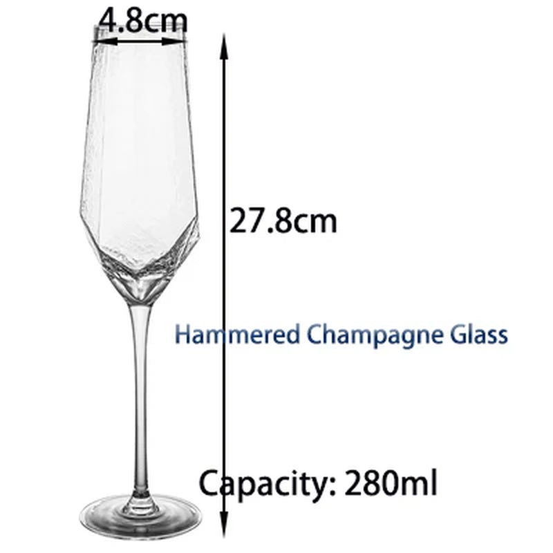 Gold, Hammered, Champagne Glasses, Wine Glasses, Goblet-Champagne Glass
