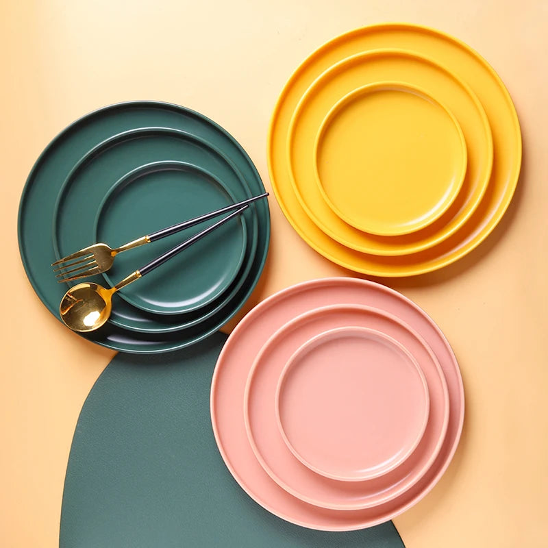 Creative Ceramic Western Dishware Family Dinnerware Breakfast Plate Steak Dinner Plate Simple Dish Salad Plate