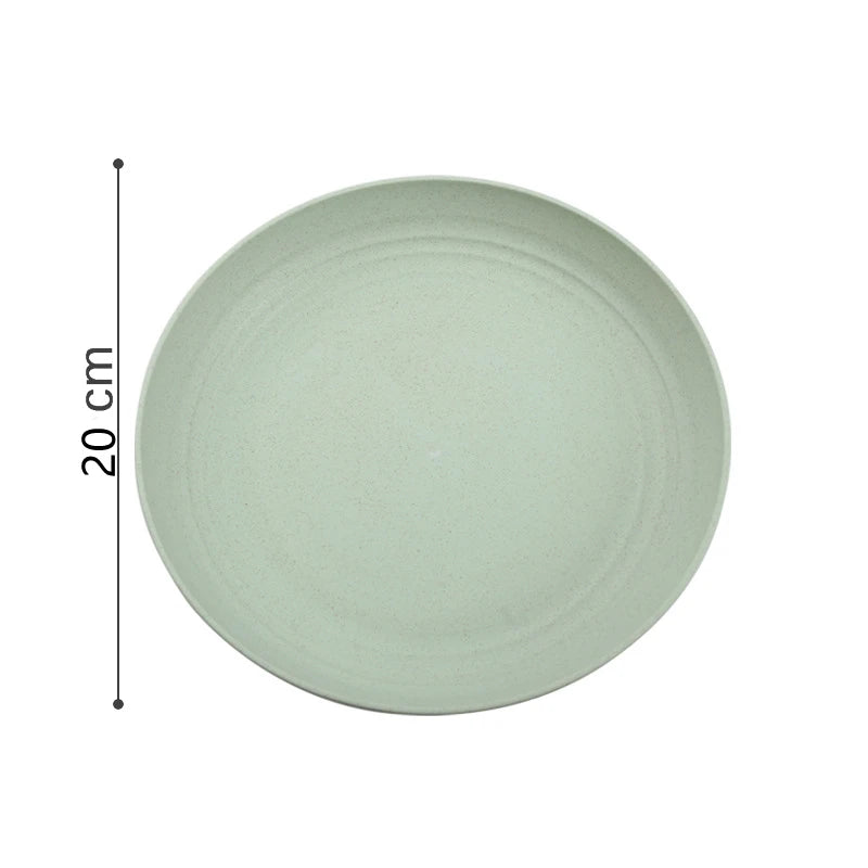 Eco-Friendly Wheat Straw Plate Children Dish Dinnerware Western Fruits round Plate Reusable Household Dishware Plates Sets