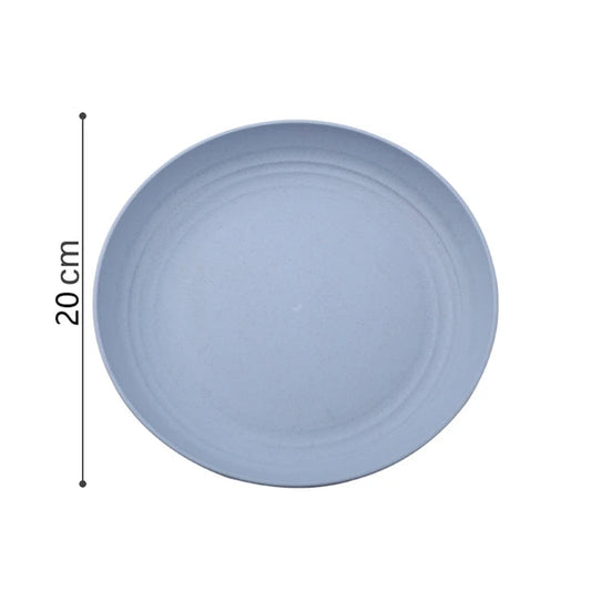 Eco-Friendly Wheat Straw Plate Children Dish Dinnerware Western Fruits round Plate Reusable Household Dishware Plates Sets