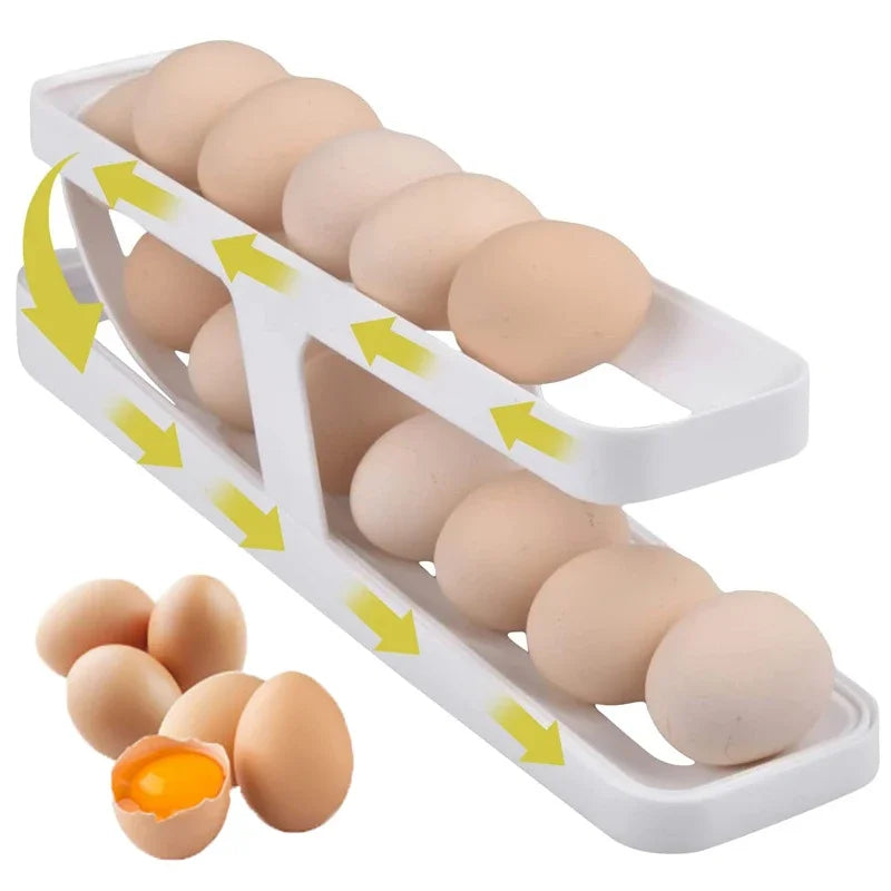 Automatic Scrolling Egg Rack Egg Storage Box Container Organizer Fridge Eggs Dispenser Refrigerator Egg Holder Kitchen Accessory