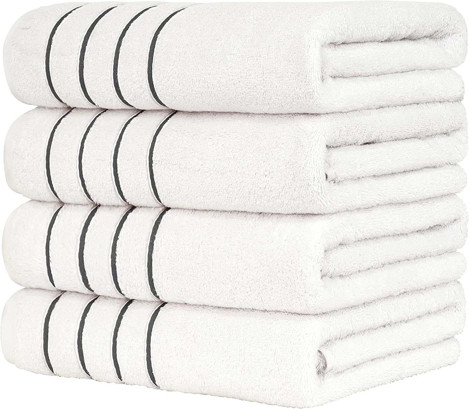 4 Packed White Bath Towel Set, 100% Turkish Cotton Bath Towels, 27X54 Inturkish Bath Towel Set for Bathroom, Dark Gray