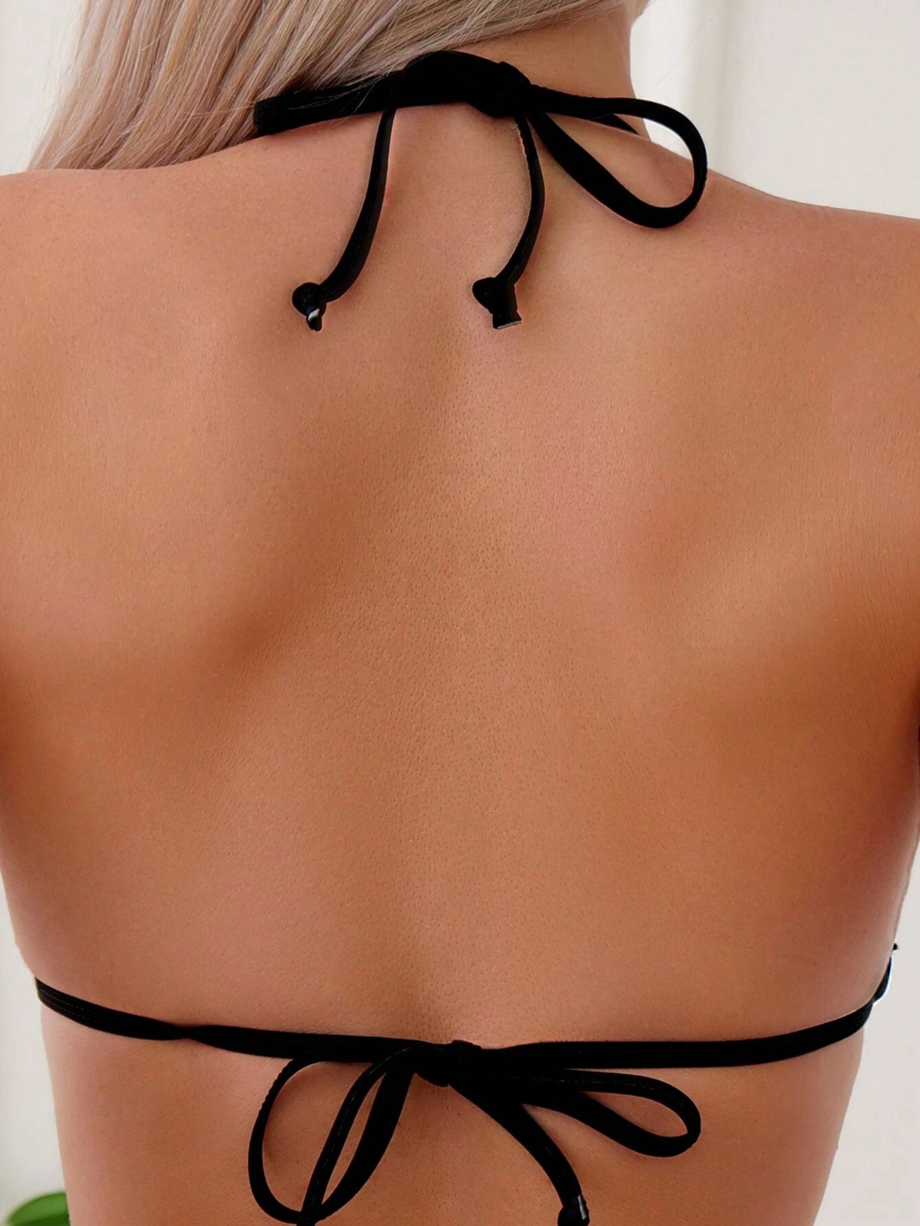 SHEIN Swim Summer Beach Chain Linked Halter Triangle Bikini Swimsuit