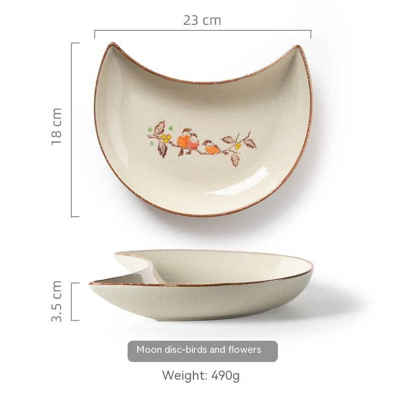 Household Ceramic Moon Platter Dishware