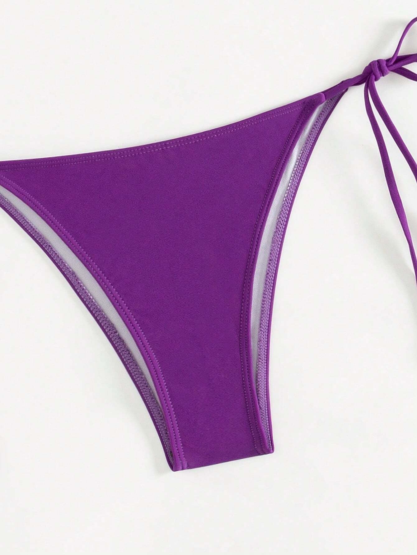 SHEIN Swim Summer Beach 3Pack Solid Halter Triangle Bikini Swimsuit & Cover up Top