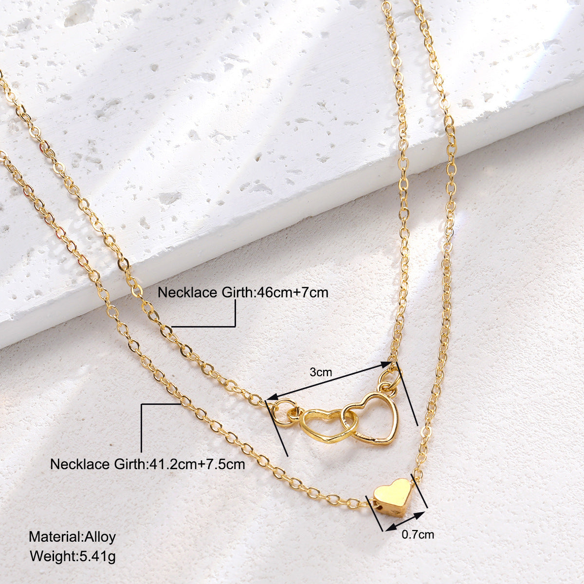 Hollow Cross Heart Pendant Double-layer Necklace For Women