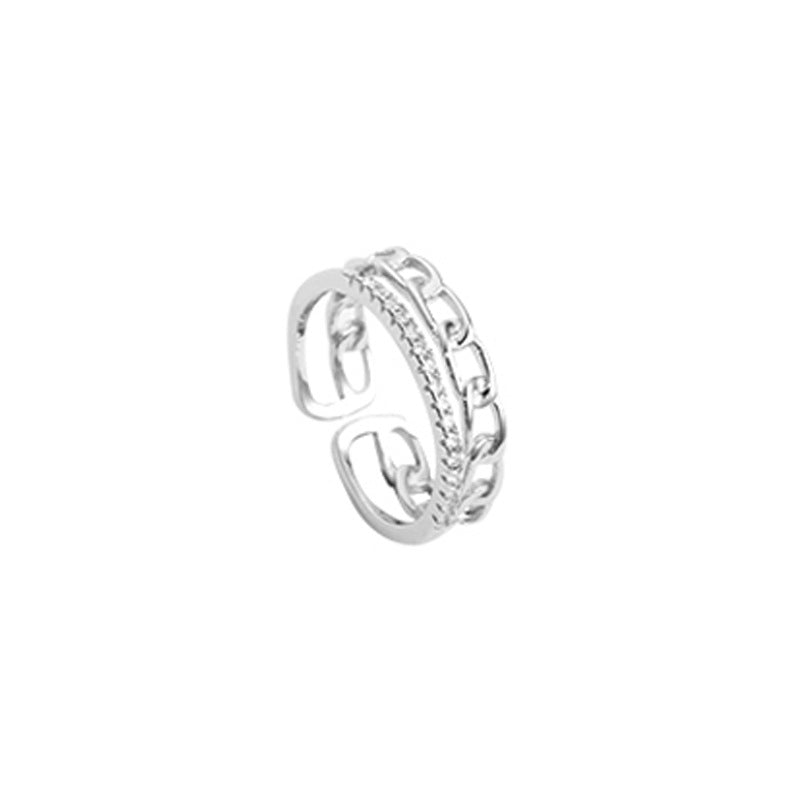 Double-layer Chain Diamond-studded Ring Summer New Elegant Row Diamond Ring For Women