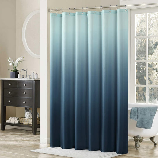 Ombre Blue Fabric Printed Waterproof Polyester Shower Curtain for Bathroom,Small 54" W X 72" H