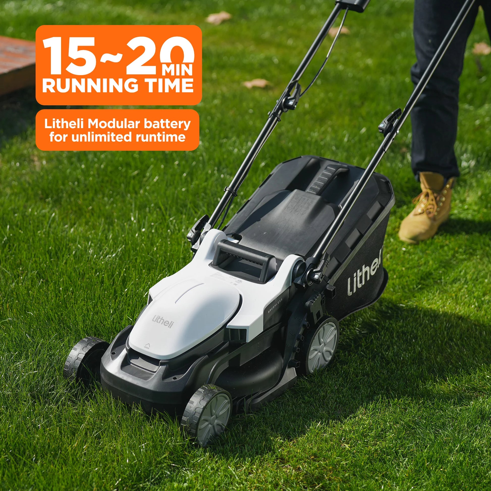 Cordless Lawn Mower 13 Inch, 5 Heights Adjustment, U20 Series 20V Electric Lawn Mowers for Garden with Brushless Motor, 4.0Ah Portable Battery Included