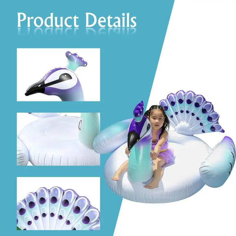 Giant Peacocks Float Swimming Ring Floating Bed Adult Kids Pool Floats Inflatable Mattress Floating Bed Beach Swimming Pool Toys