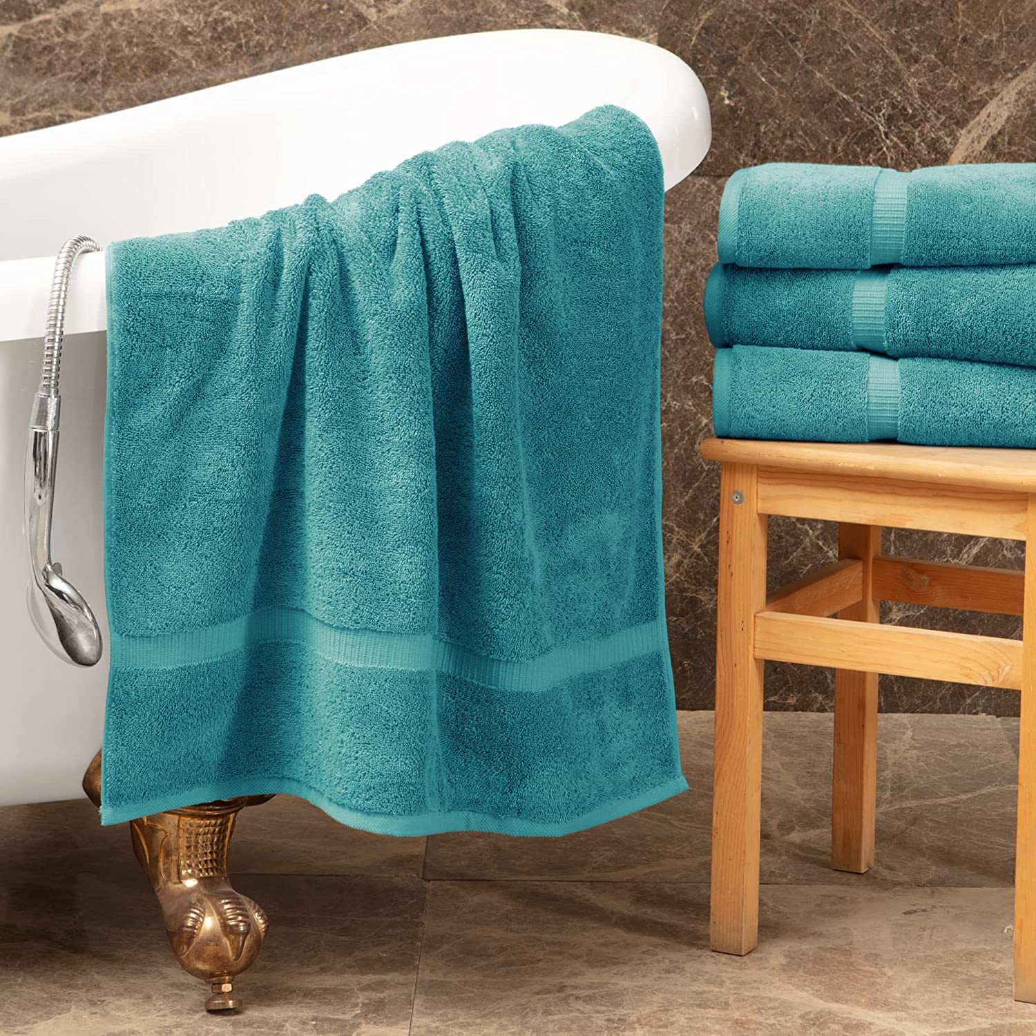 Premium Turkish Cotton Super Soft and Absorbent Towels (8-Piece Towel Set, Aqua Blue)
