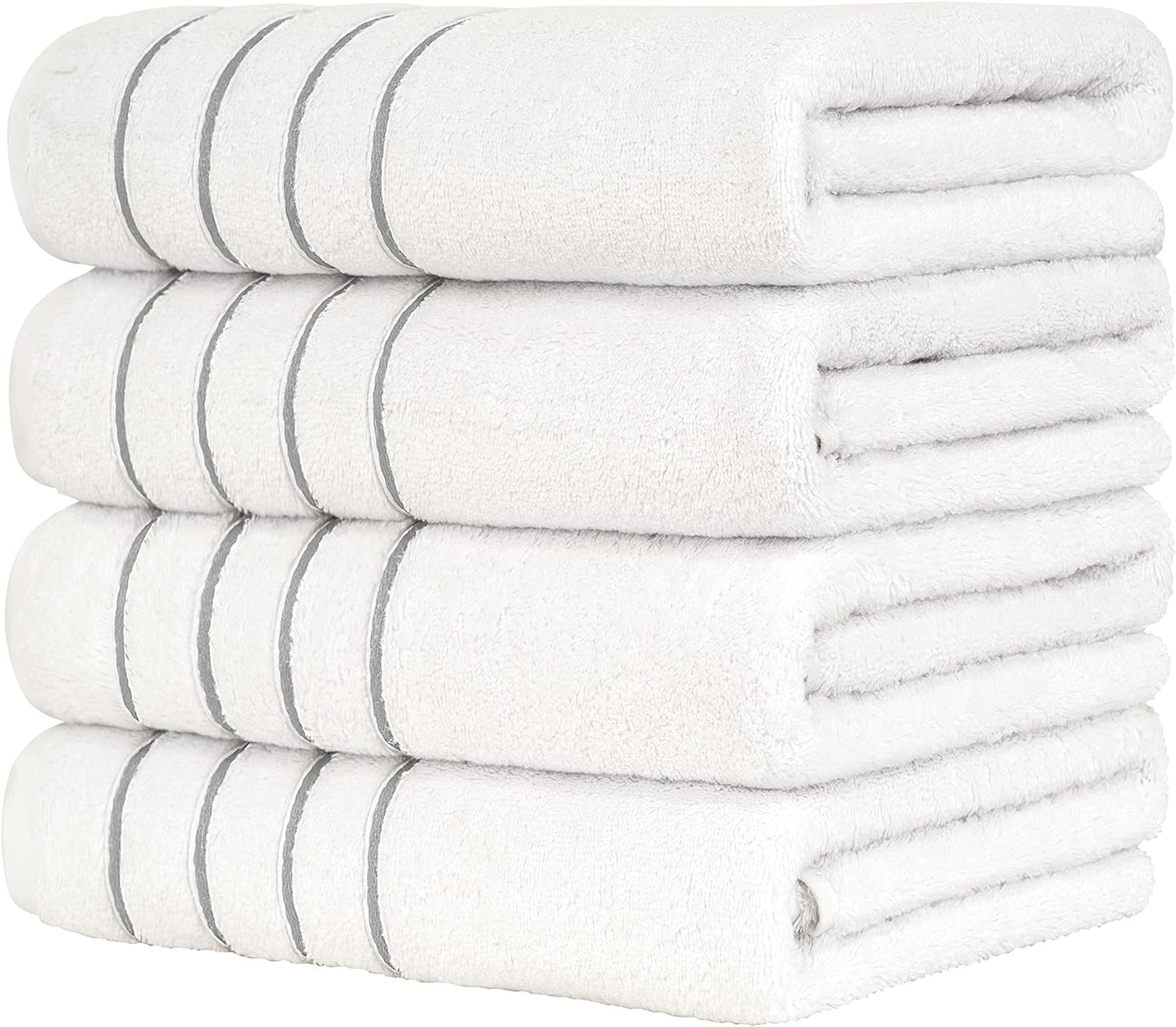 4 Packed White Bath Towel Set, 100% Turkish Cotton Bath Towels, 27X54 Inturkish Bath Towel Set for Bathroom, Light Gray