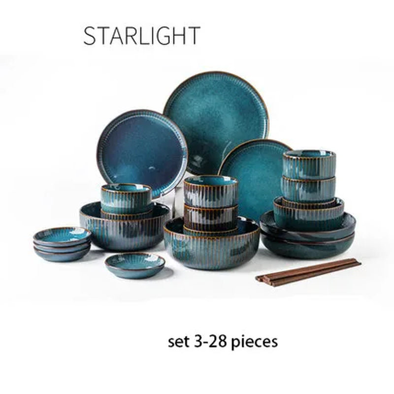 European Household Ceramic Tableware Set Good Looking Dish Plate Bowl Star Light Series Chinese Dishware Set