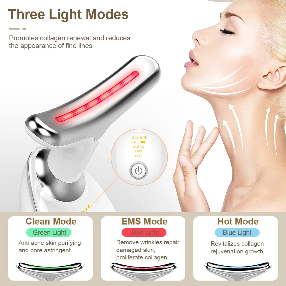 Face Massager EMS Photon Therapy Face Neck Lifting Beauty Tighten Device Thin Double Chin Remove Neck Lines Facial Massager