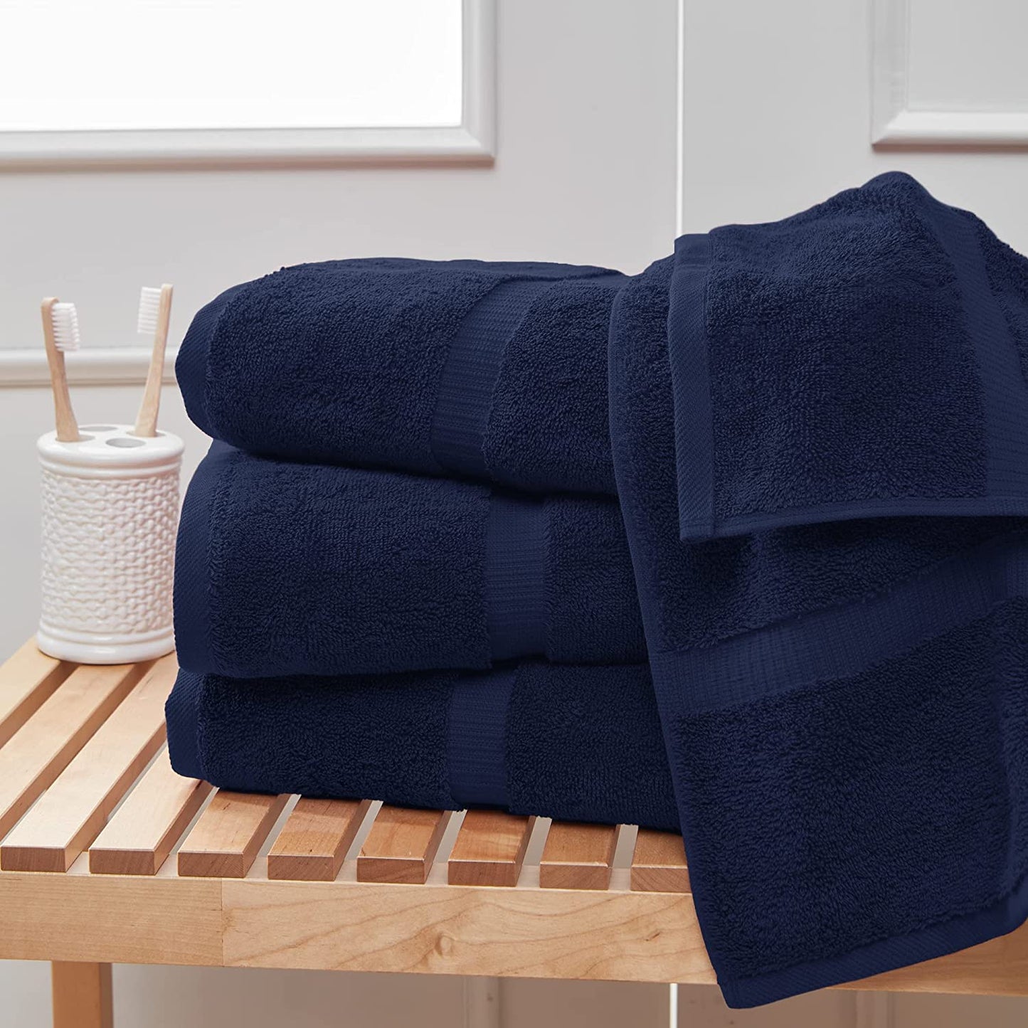 Premium Turkish Cotton Super Soft and Absorbent Towels (4-Piece Bath Towels, Navy Blue)