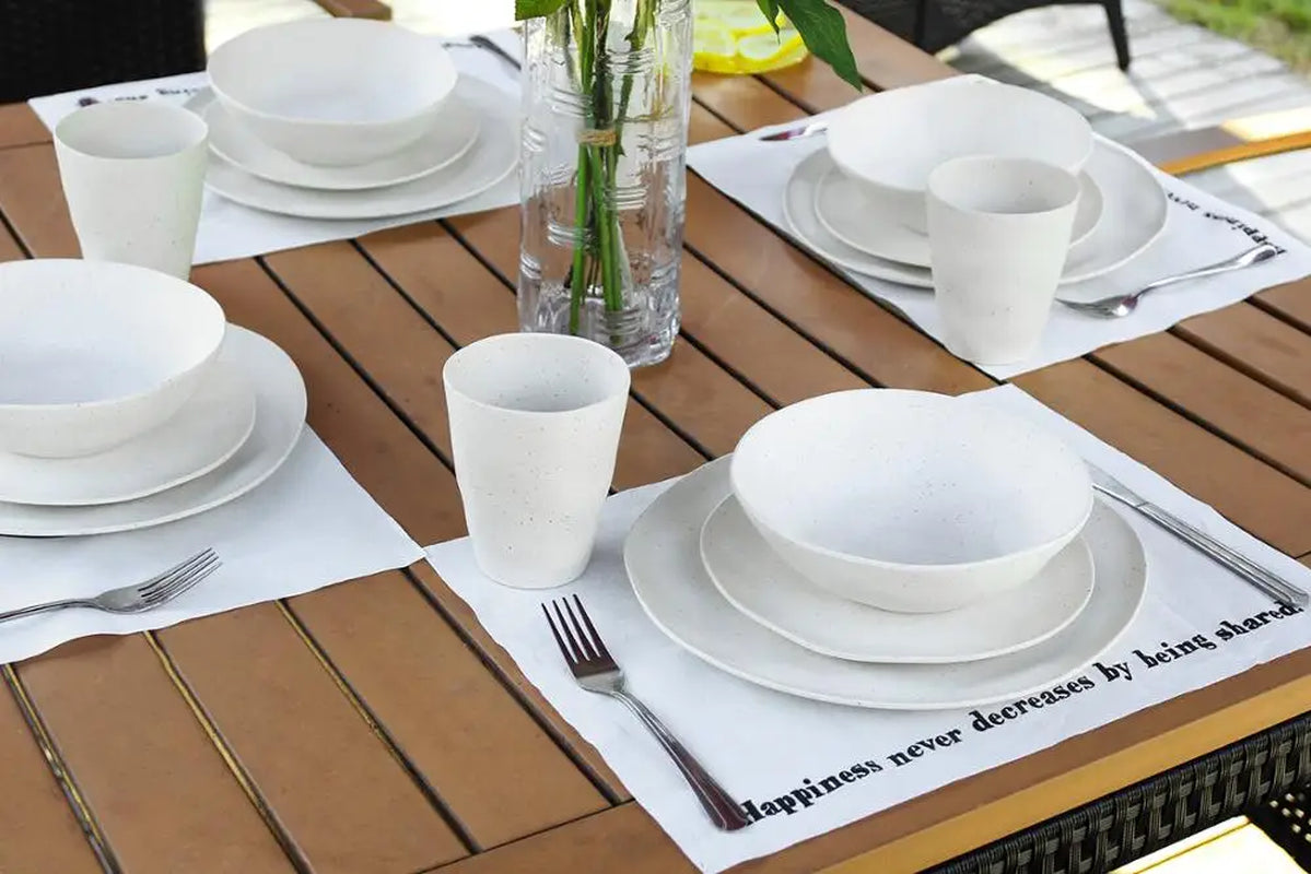 Tableware 16 Pcs Bamboo Fiber Household Dishware Set Simple Dishes Salad Soup Bowl Steak Plate Western Dish