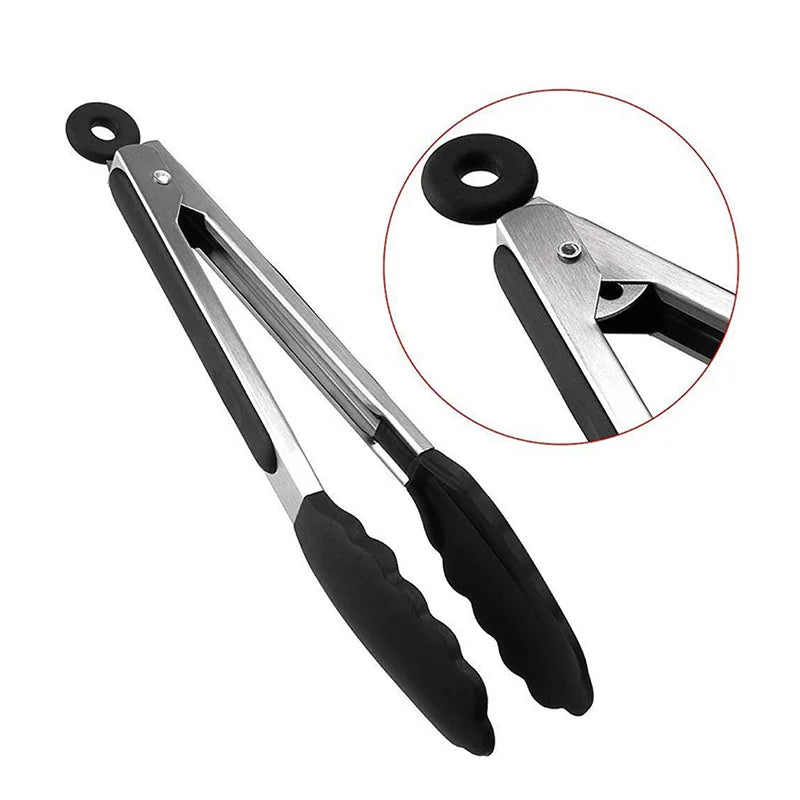 BBQ Gadgets Silicone Non-Slip Food Tong Kitchen Tongs Utensil Cooking Tong Clip Clamp BBQ Salad Tools Grill Kitchen Accessories