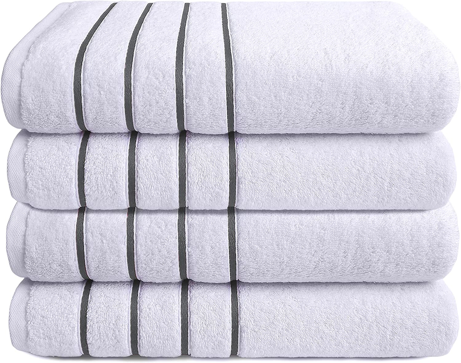 4 Packed White Bath Towel Set, 100% Turkish Cotton Bath Towels, 27X54 Inturkish Bath Towel Set for Bathroom, Dark Gray