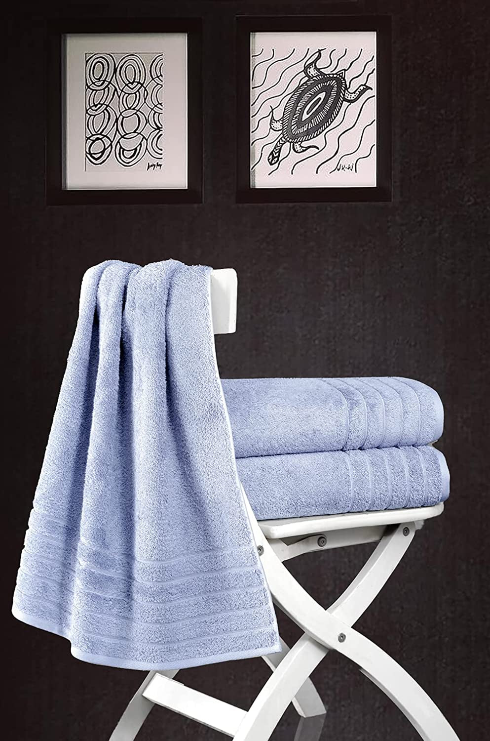 Barmum - Turkish Bath Towels Set of 3 - Premium Quality Made with 100% Turkish Cotton, Spa & Hotel Towels, Absorbent & Comfy Bath Towels | 30"X56" (Blue)