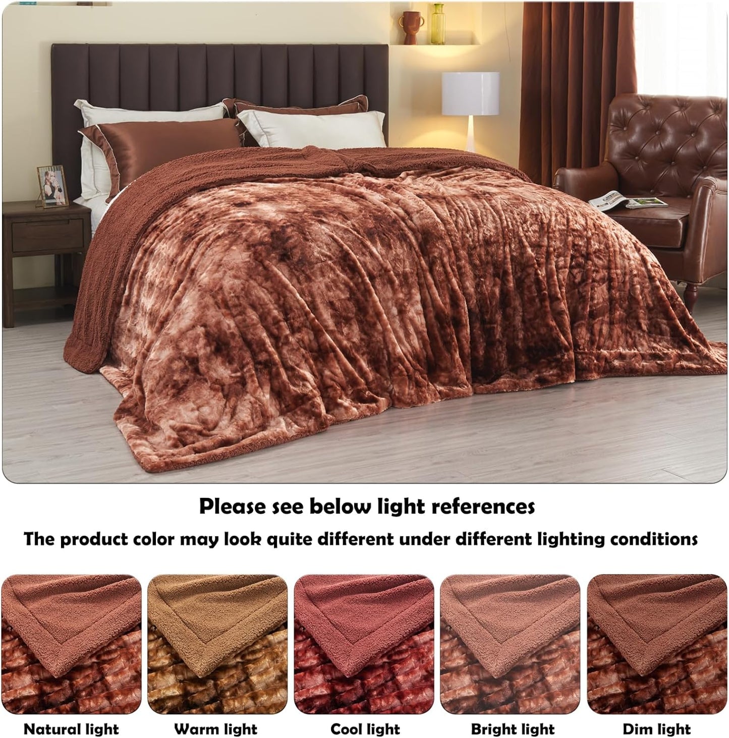 Super Soft Faux Fur Throw Blanket for Couch Tie-Dye Dark Brown Sherpa Fuzzy Plush Warm Blanket for Sofa Bed (Tie-Dye Dark Brown, Throw(40"X50"))