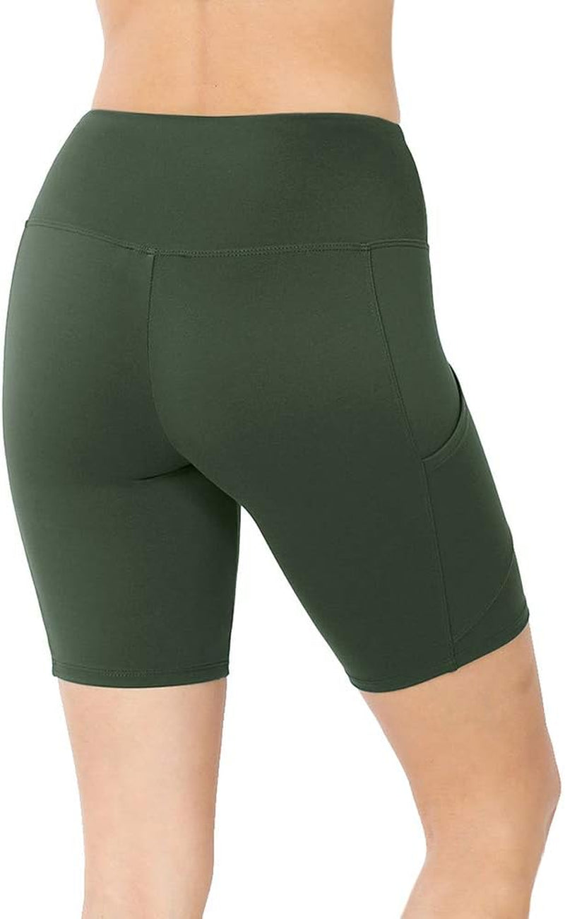 Women High Waist Biker Yoga Running Workout Shorts with Pockets